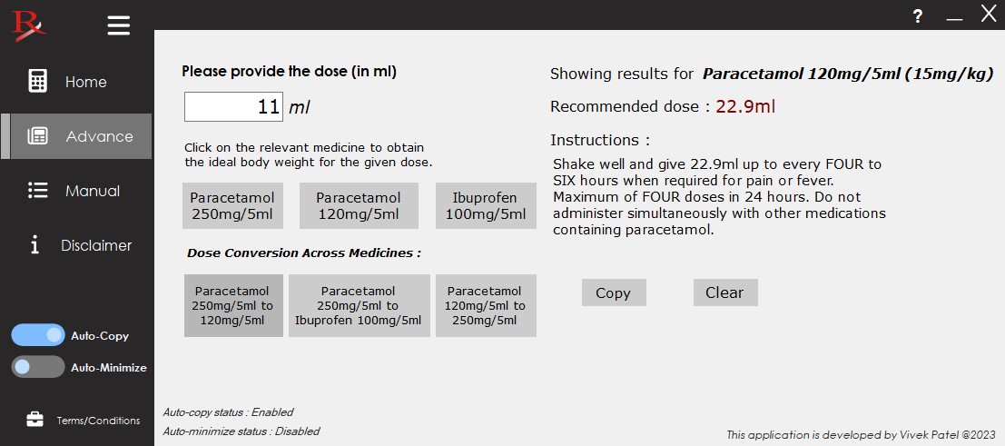 Pediatric Dose Calculator - Paracetamol / Ibuprofen Dose for Kids