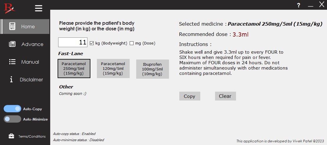 pediatric dose calculator - paracetamol dose for kids